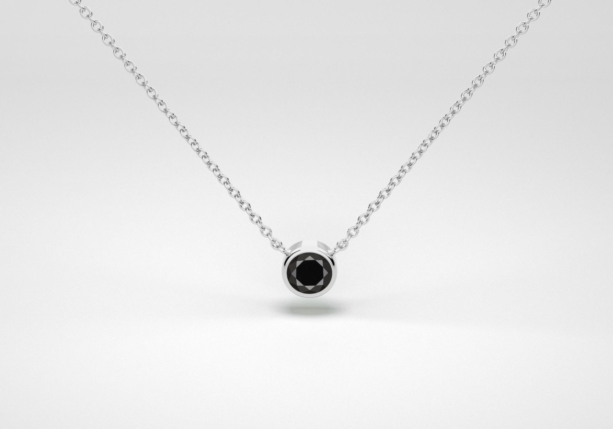 The One Necklace - Black - White Gold 18 Kt