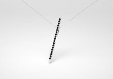 The Line Necklace - Black - White Gold 18 Kt