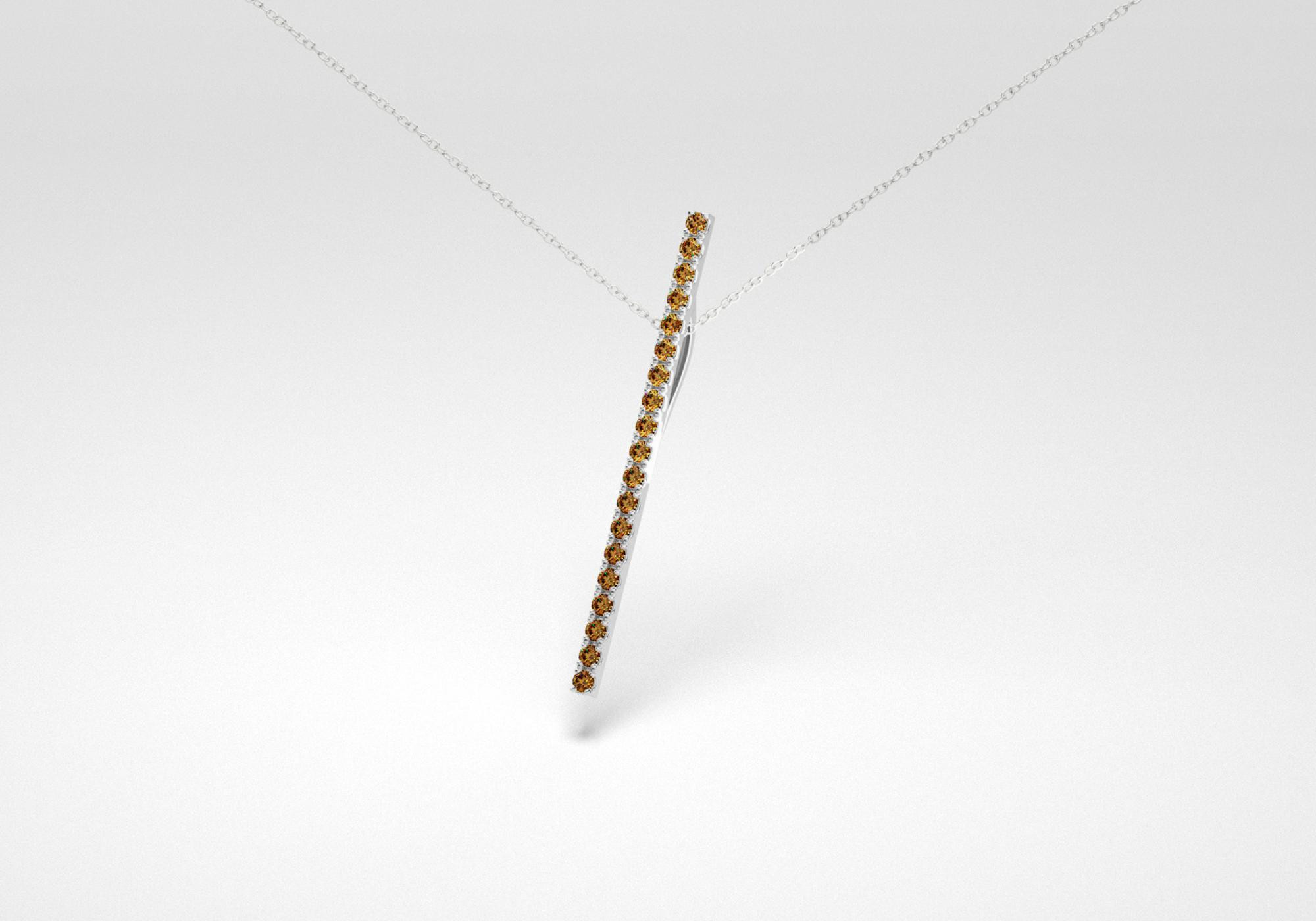 The Line Necklace - Chocolate - White Gold 18 Kt