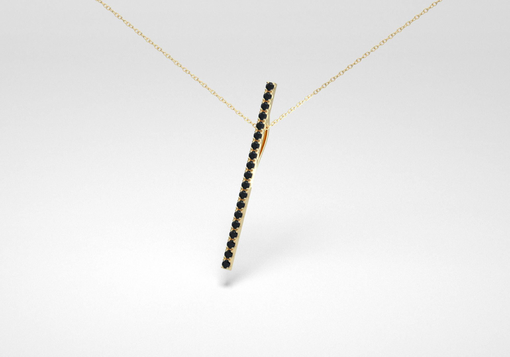 The Line Necklace - Black - Yellow Gold 18 Kt