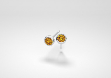 The One Earrings - Cognac - White Gold 18 Kt