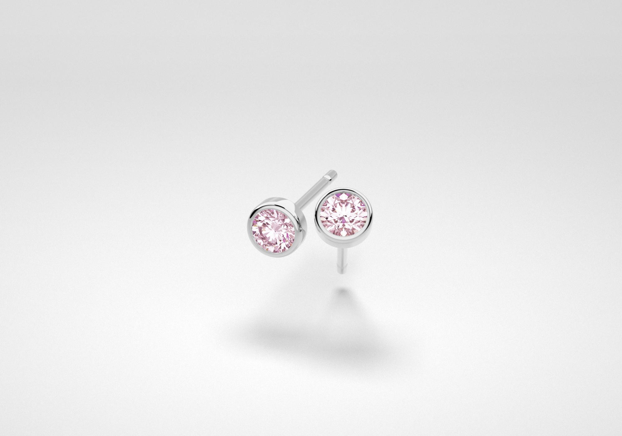 The One Earrings - Pink - White Gold 18 Kt
