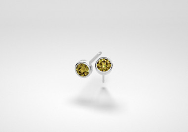 The One Earrings - Olive - White Gold 18 Kt