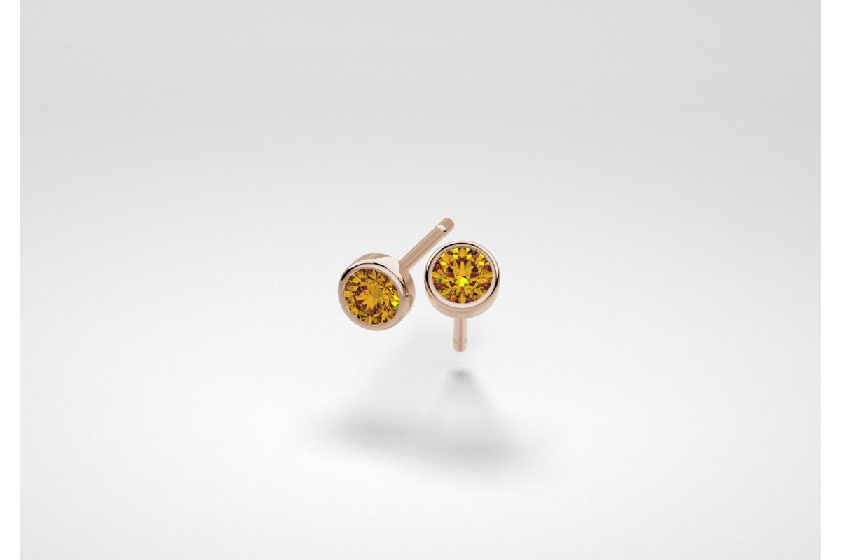 The One Earrings - Cognac - Rose Gold 18 Kt