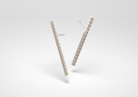 The Line Earrings - Champagne - White Gold 18 Kt
