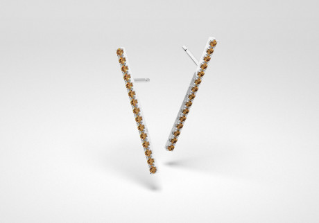 The Line Earrings - Chocolate - White Gold 18 Kt