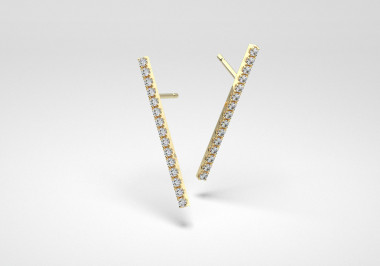 The Line Earrings - Gray - Yellow Gold 18 Kt