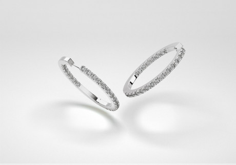 The Line Hoop Earrings - Gray - White Gold 18 Kt