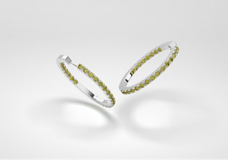 The Line Hoop Earrings - Olive - White Gold 18 Kt