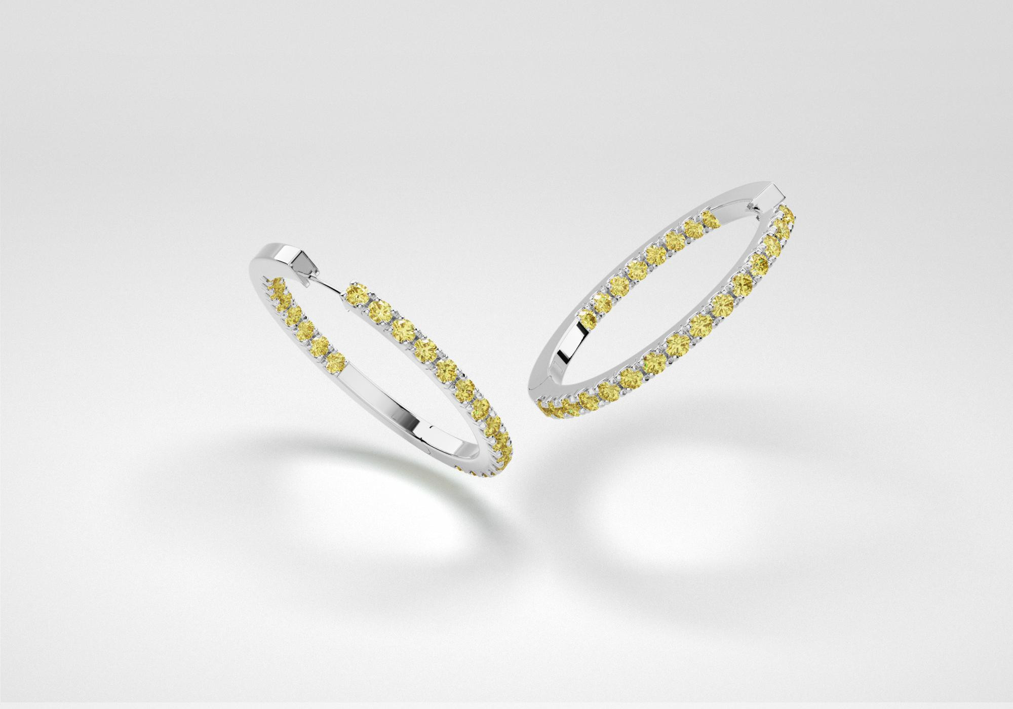 The Line Hoop Earrings - Canary - White Gold 18 Kt