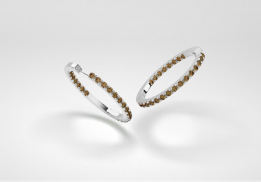 The Line Hoop Earrings - Chocolate - White Gold 18 Kt