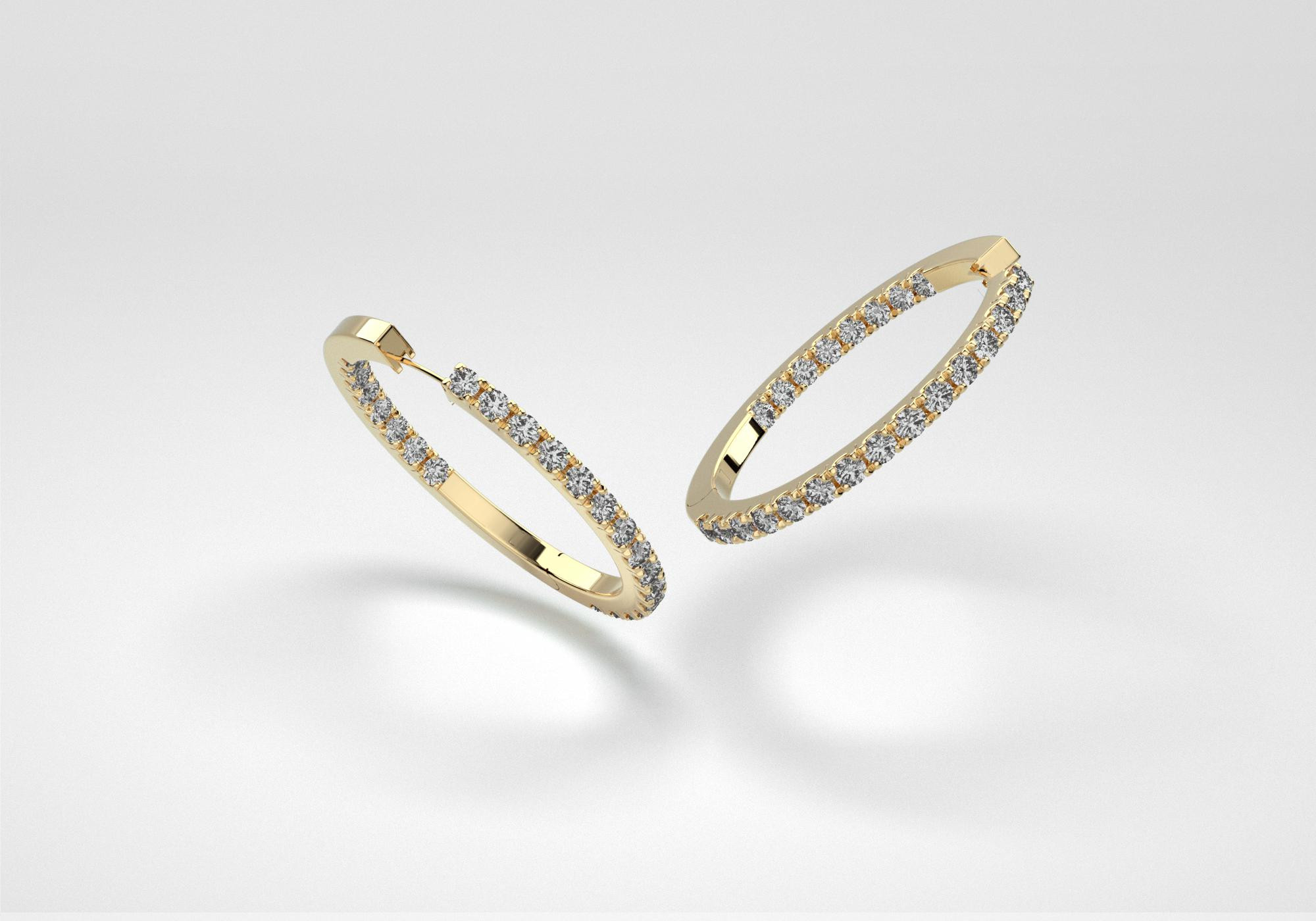 The Line Hoop Earrings - Gray - Yellow Gold 18 Kt