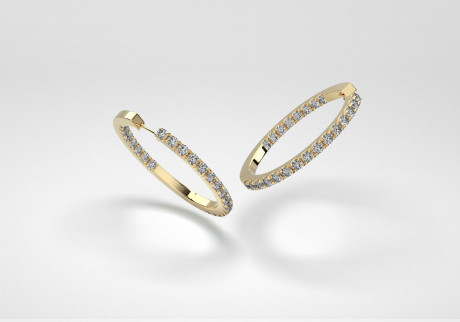 The Line Hoop Earrings - Gray - Yellow Gold 18 Kt