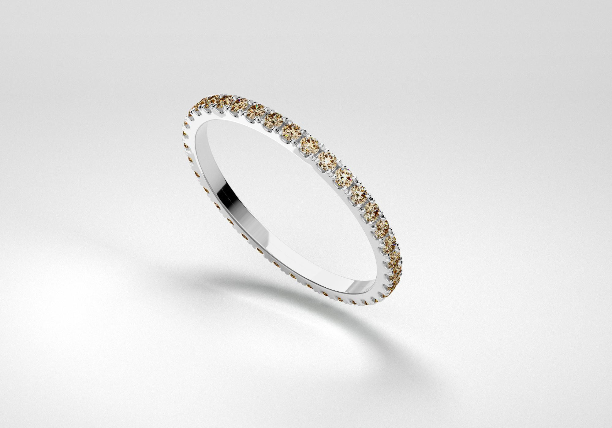 The Line Eternity Ring - Champagne - White Gold 18 Kt