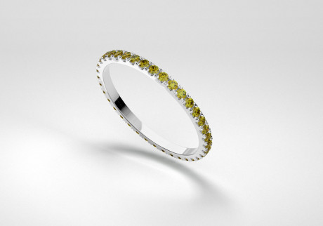 The Line Eternity Ring - Olive - White Gold 18 Kt