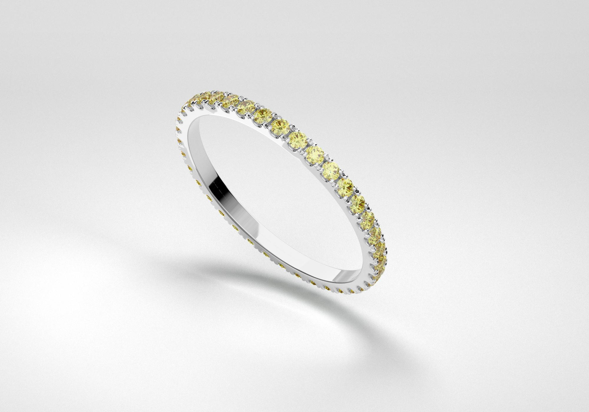 The Line Eternity Ring - Canary - White Gold 18 Kt