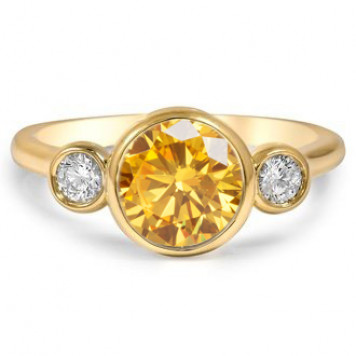 Saffron Diamond Three-stone ring