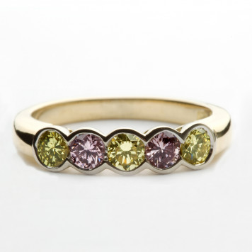 Natural Purple and Lime Diamonds Ring